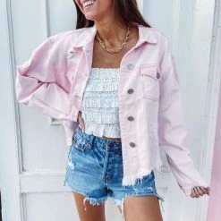 Indie Collection Pink Distressed Jacket