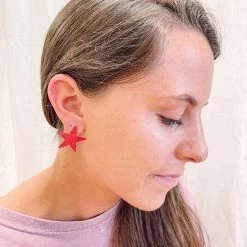 Indie Collection USA Collection Red Star Earrings