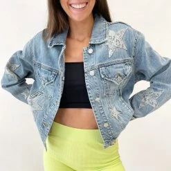 Indie Collection Snakeprint Star Denim Jacket