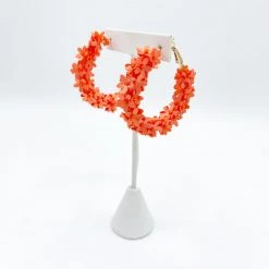 Indie Collection Orange Flower Hoop Earrings New Arrivals