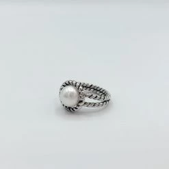 Indie Mae The Sterling Silver Pearl Cable Ring