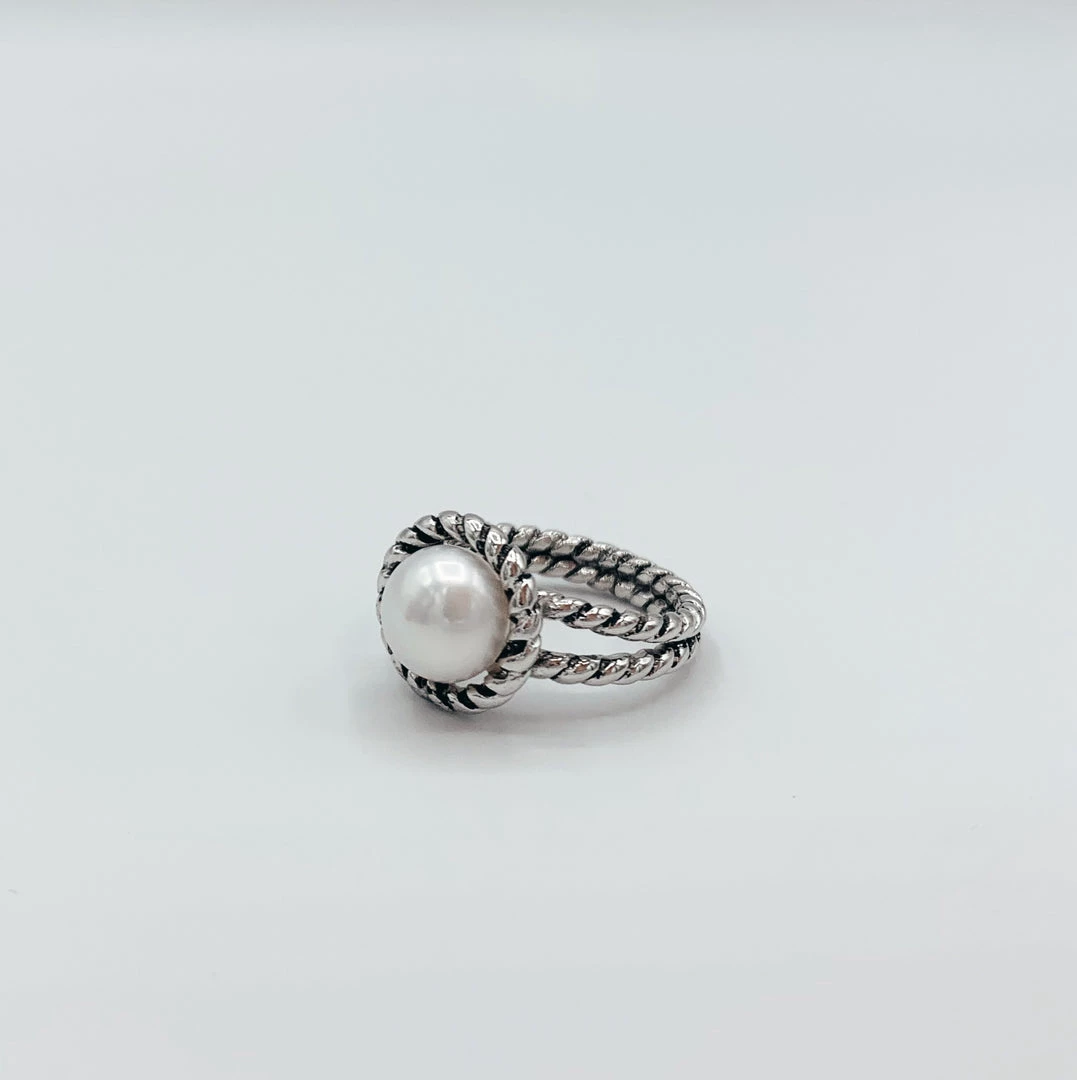 Indie Mae The Sterling Silver Pearl Cable Ring 1 Indie Mae The Sterling Silver Pearl Cable Ring