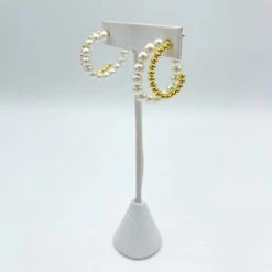 Indie Collection New Arrivals Double Pearl Hoops