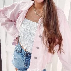 Indie Collection Pink Distressed Jacket