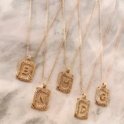 Indie Mae Jewelry Rectangle Initial Card Necklace