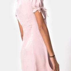 Indie Mae Motel Guenette Dress In Satin Dusty Rose