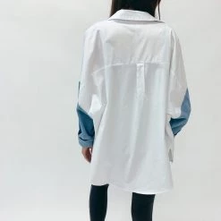 Indie Mae Denim Sleeve Boyfriend Shirt USA Collection