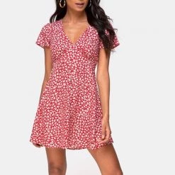 Indie Mae Red Floral Mini Dress