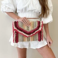 Indie Collection Pink Beaded Crossbody + Clutch