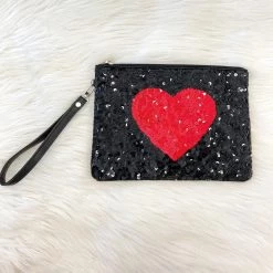 Indie Collection Sequin Heart Clutch