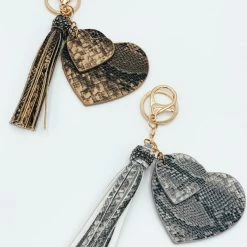 Indie Mae Snake Print Heart Keychain Sale