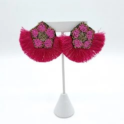 Indie Mae Sale Pink Tassel Flower Earring