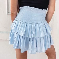 Indie Collection Smocked Skirt - Light Blue New Arrivals