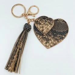 Indie Mae Snake Print Heart Keychain Sale