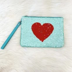Indie Collection Sequin Heart Clutch