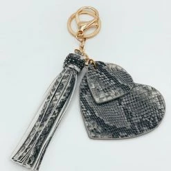 Indie Mae Snake Print Heart Keychain Sale
