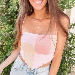 Indie Collection Pink Patchwork Top