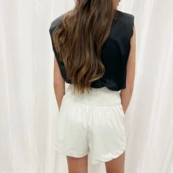 Indie Mae Clothes Faux Leather Smocked Shorts