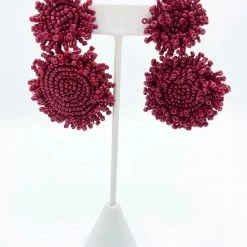 Indie Collection New Arrivals Burgundy Beaded Earrings