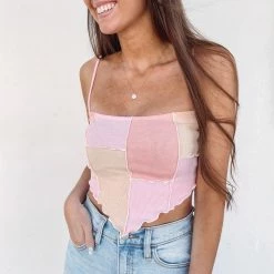 Indie Collection Pink Patchwork Top