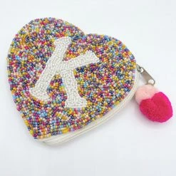 Indie Collection Initial Beaded Coin Pouch