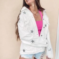 Indie Collection USA Collection Oversized Sparkle Star Jacket