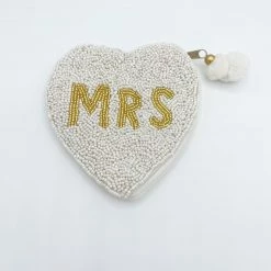 Indie Collection New Arrivals Mrs. Heart Shaped Beaded Pouch