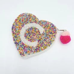 Indie Collection Initial Beaded Coin Pouch