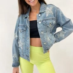 Indie Collection Snakeprint Star Denim Jacket