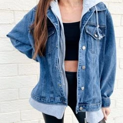 Indie Mae Oversized Hooded Denim Jacket Clothes