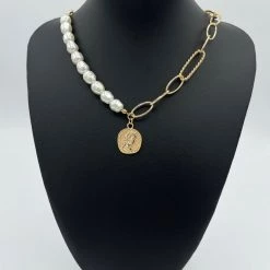 Indie Collection Coin + Pearl Necklace