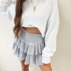 Indie Collection Smocked Skirt - Grey New Arrivals