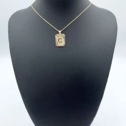 Indie Mae Jewelry Rectangle Initial Card Necklace