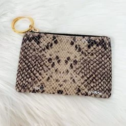 Indie Mae Leather Accessories Snakeskin Printed Leather Pouch