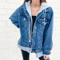 Indie Mae Oversized Hooded Denim Jacket Clothes