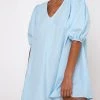 Indie Mae Motel Elna Babydoll Dress In Sky Blue USA Collection