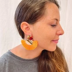 Indie Collection Mina Orange Fringe Earrings Jewelry
