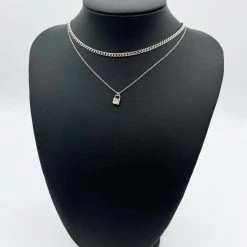 Indie Collection New Arrivals Silver Mini Lock Necklace