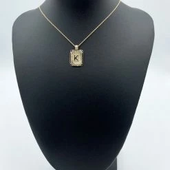Indie Mae Jewelry Rectangle Initial Card Necklace