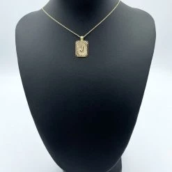 Indie Mae Jewelry Rectangle Initial Card Necklace