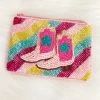 Indie Collection New Arrivals Rainbow Cowgirl Boots Beaded Pouch