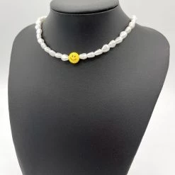 Indie Collection Pearl Smiley Face Necklace