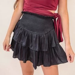 Indie Collection Smocked Skirt- Black New Arrivals