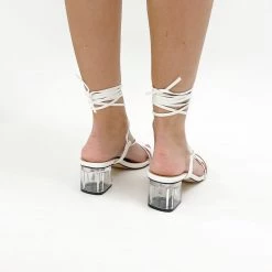 Indie Mae Shoes White Wrap Clear Heel
