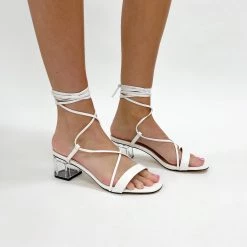 Indie Mae Shoes White Wrap Clear Heel