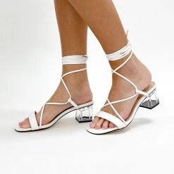 Indie Mae Shoes White Wrap Clear Heel