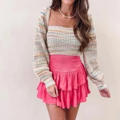 Indie Collection New Arrivals Smocked Skirt - Hot Pink