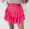 Indie Collection New Arrivals Smocked Skirt - Hot Pink