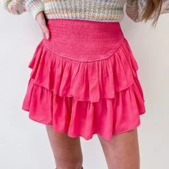 Indie Collection New Arrivals Smocked Skirt - Hot Pink