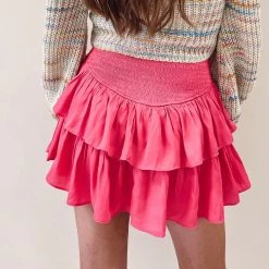 Indie Collection New Arrivals Smocked Skirt - Hot Pink